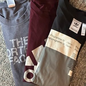 Adidas (2) and North Face (1) T-Shirts